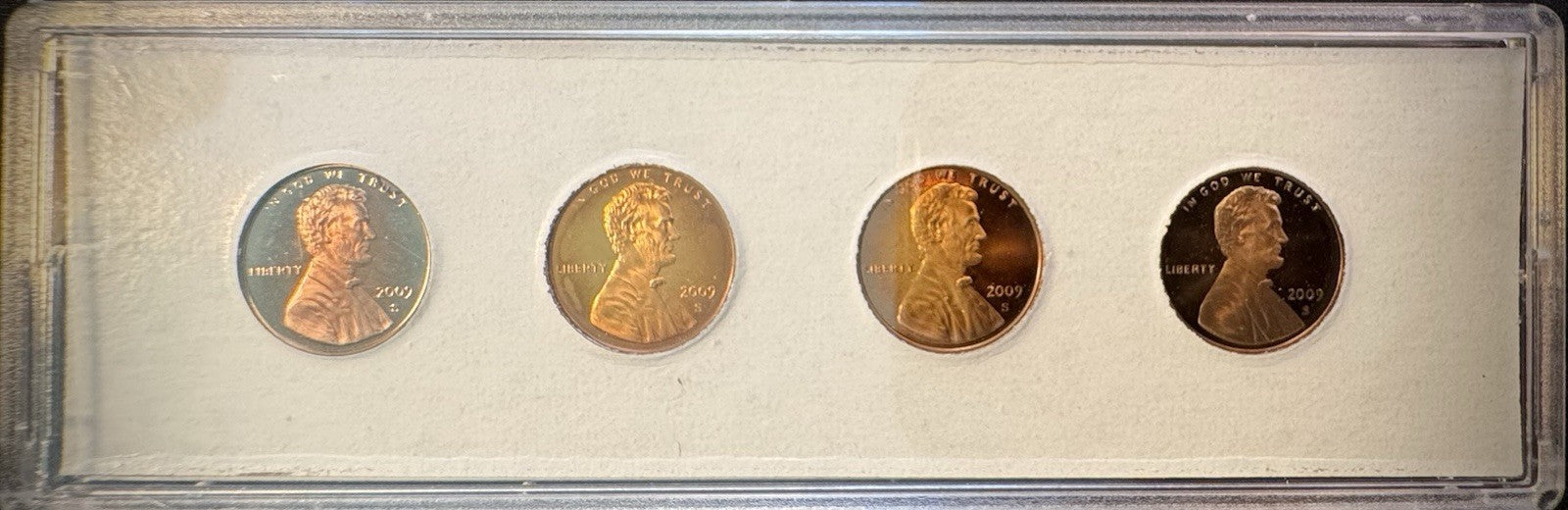 2009-S Lincoln Bicentennial Cent GEM PROOF 4 Coin Set GORGEOUS Naturally Toned1