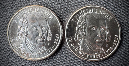 2026 P D US Constitution We The People Quarter BU Set of 2 Coins 1776-20260