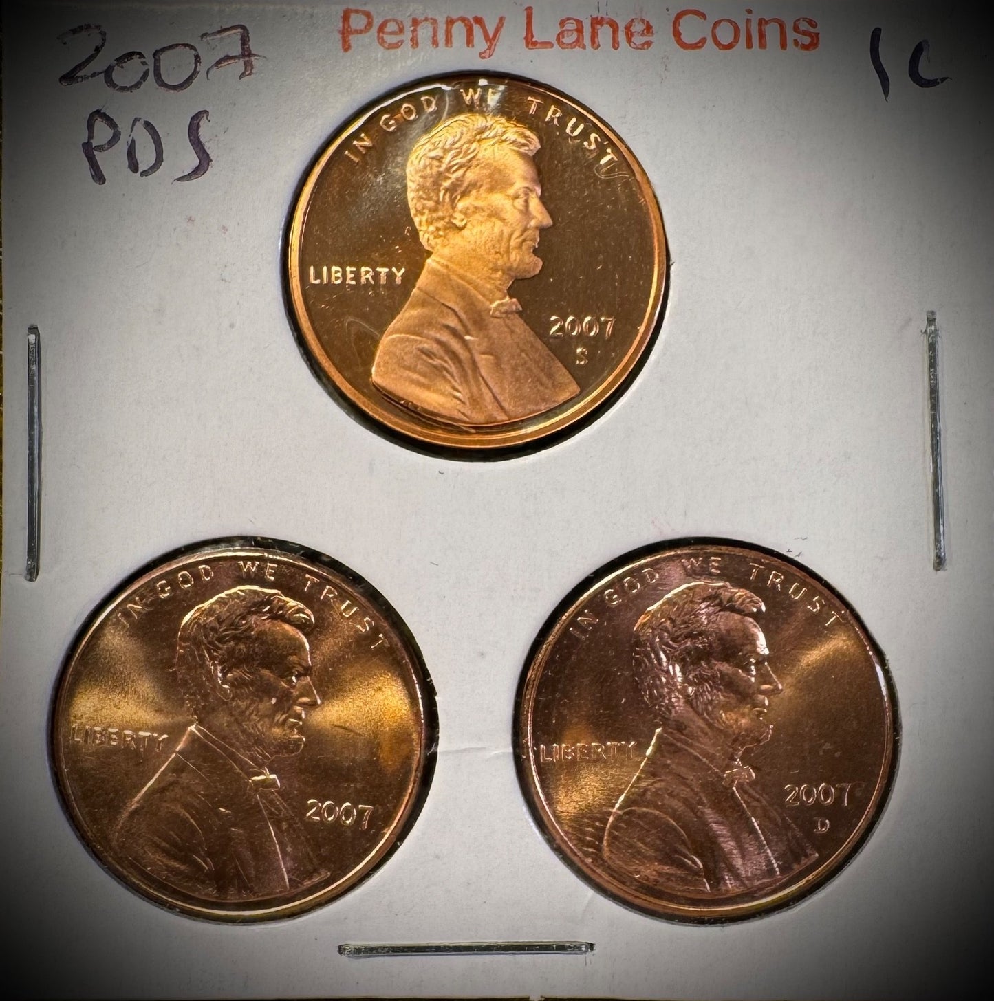 2007 P D S Lincoln Memorial Cent UNCIRCULATED + PROOF 3 Coin Lot0