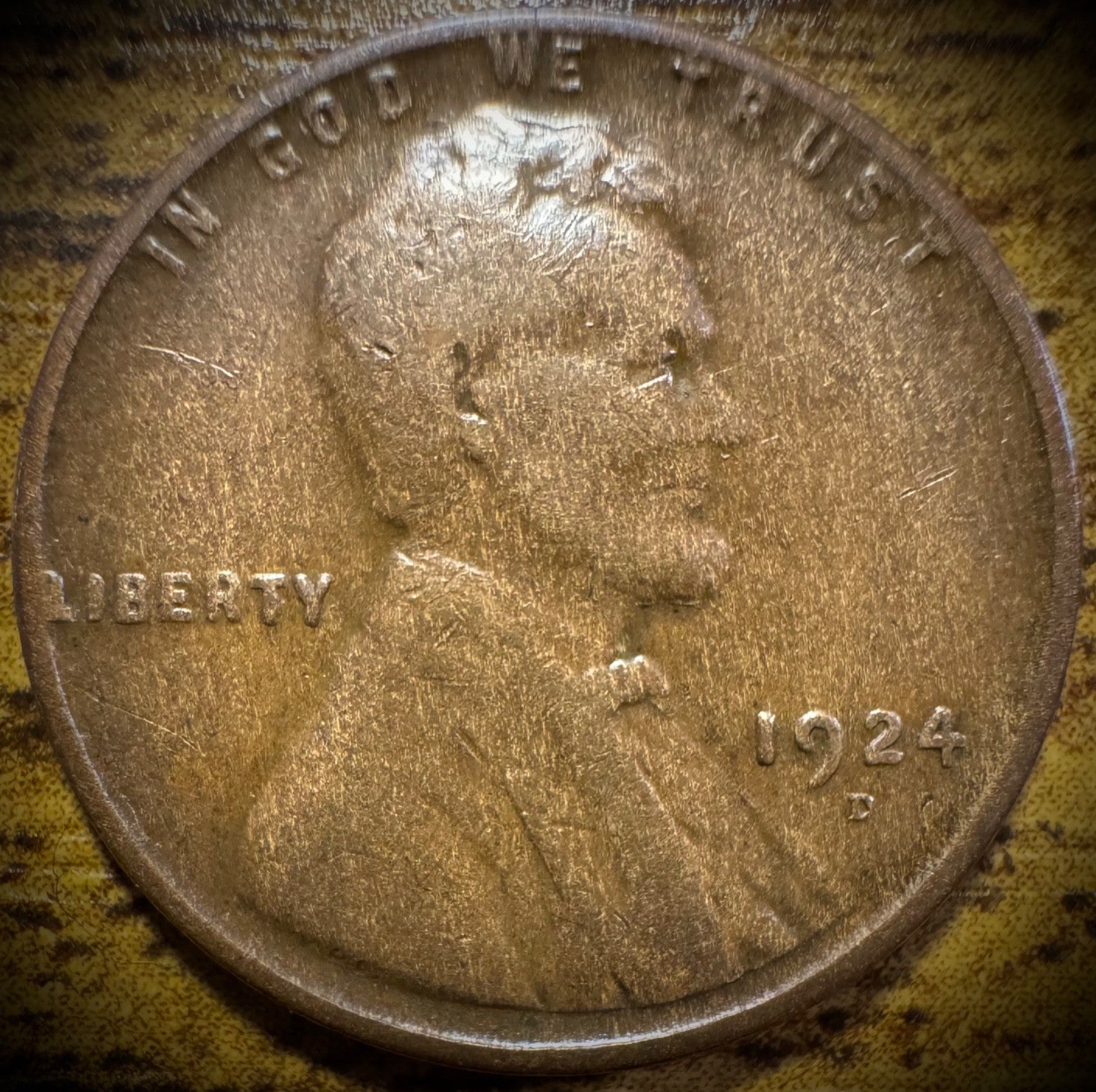 1924-D Lincoln Wheat Cent TOUGH GENUINE SEMI-KEY DATE #10