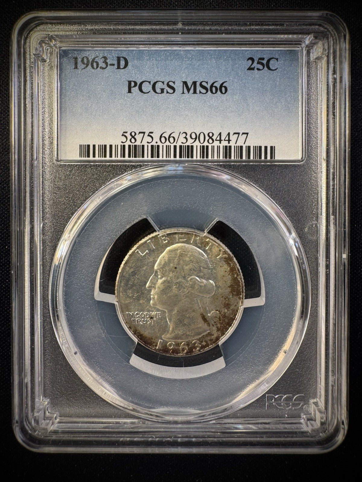 1963-D Silver Washington Quarter PCGS MS66 TONED2
