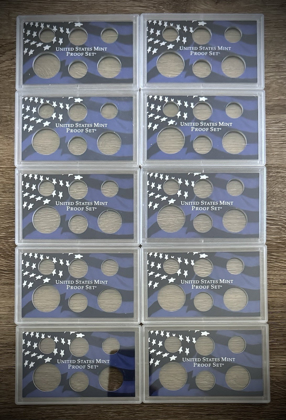 Blue Empty Plastic Case Holds 6 Coins Lot of 10 From US MINT Proof Sets0