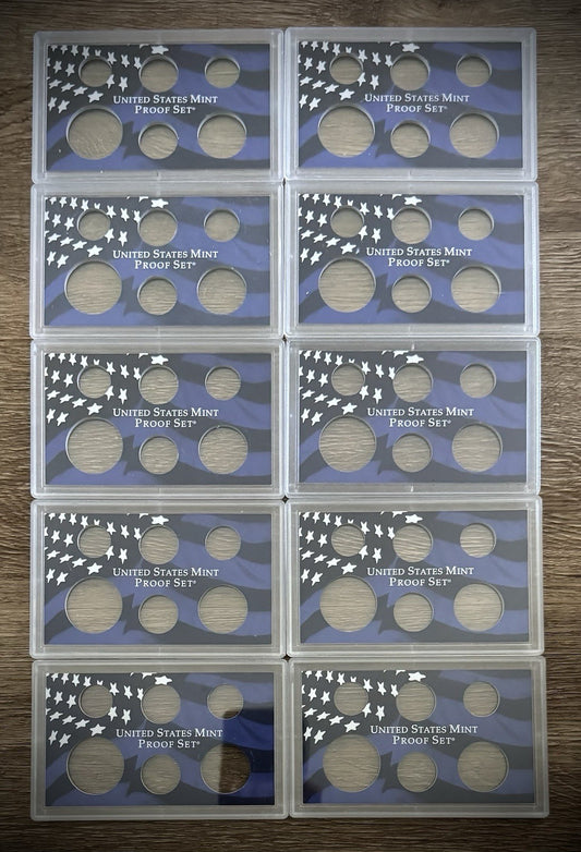 Blue Empty Plastic Case Holds 6 Coins Lot of 10 From US MINT Proof Sets0