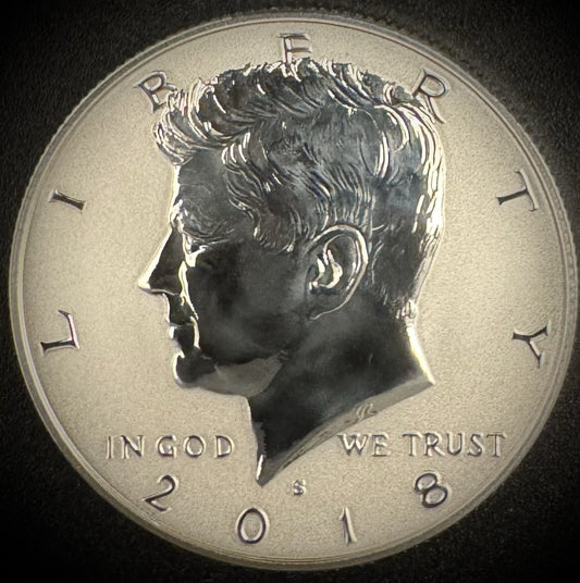 2018-S GEM REVERSE PROOF Kennedy 90% SILVER Half Dollar 50C DEEP ULTRA CAMEO0