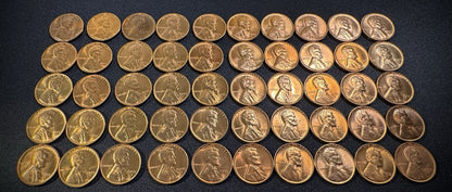 1955-S Lincoln Wheat Cent Penny RED LUSTROUS Uncirculated Roll Of 50 Coins2