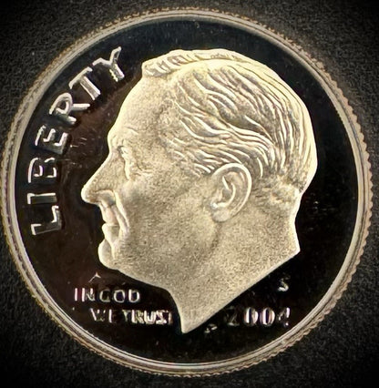 2004-S GEM PROOF Roosevelt Dime 10C Clad DEEP CAMEO Coin0