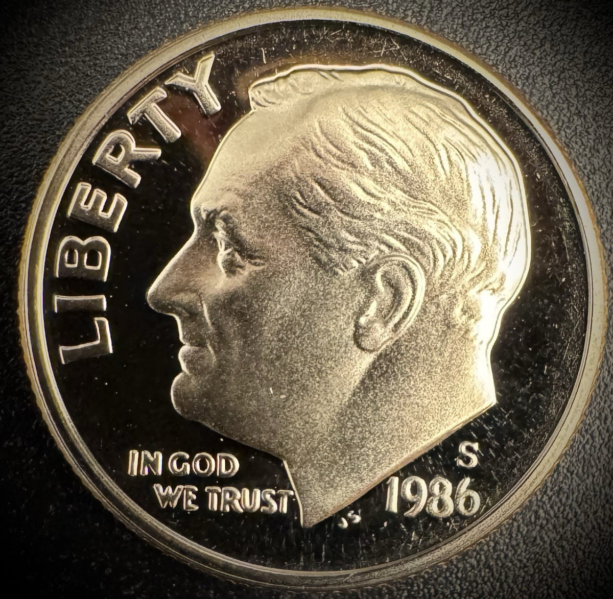 1986-S PROOF Roosevelt Dime 10C Clad DEEP CAMEO Coin From US Mint Proof Set0