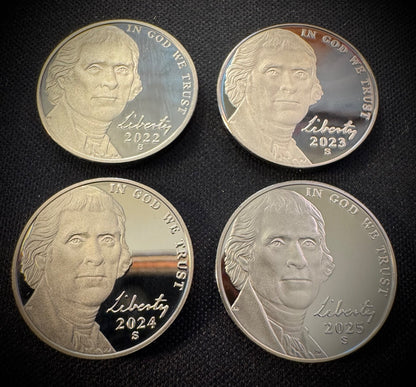 2016-2025 S Jefferson Nickel PROOF DEEP CAMEO Coin Set Lot 10 Consecutive Years2