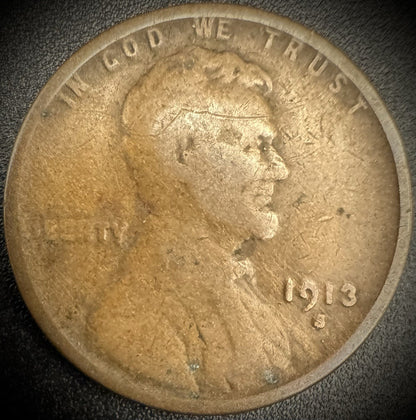 1913-S Lincoln Wheat Cent SEMI-KEY DATE #20