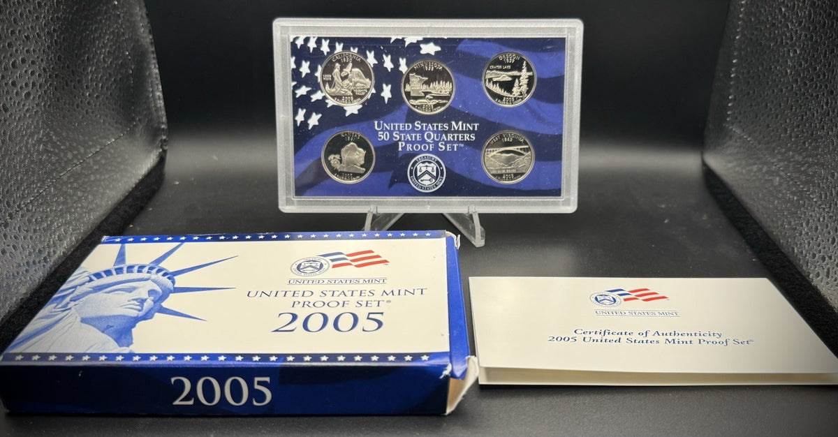 2005-S State Quarter GEM PROOF Clad 5 Coin Set w 2005 US Mint Box and COA0