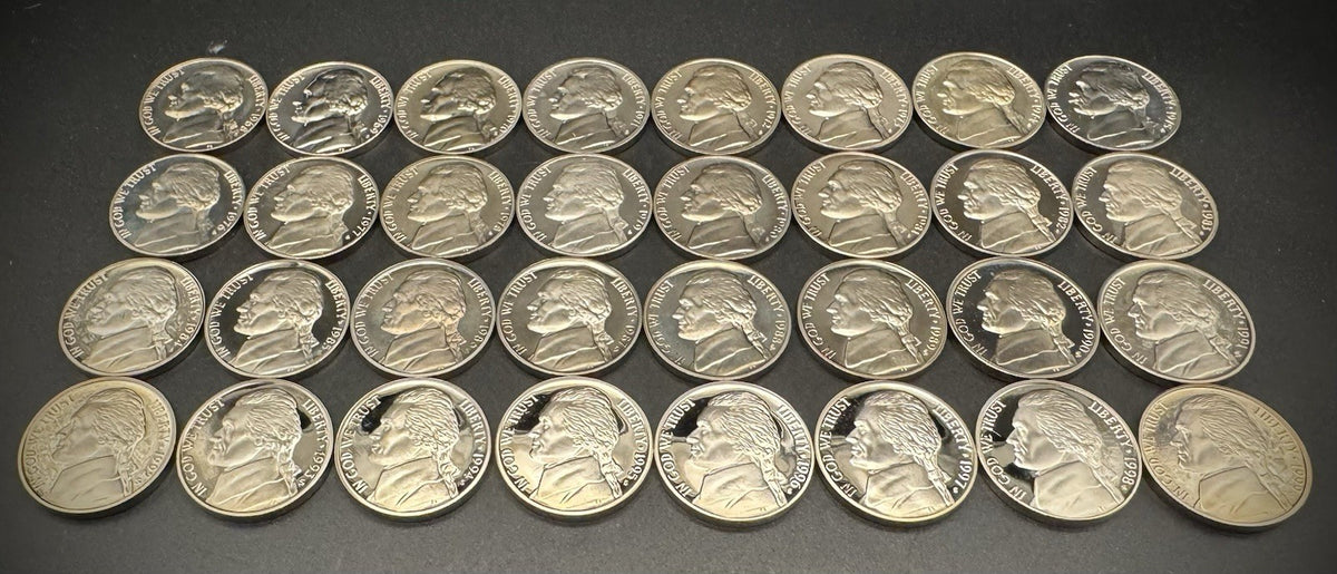 1968-1999 S Jefferson Nickel GEM PROOF 32 Coin 20th Century Collection Set1