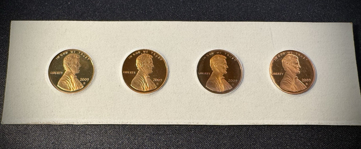2009-S Lincoln Bicentennial Cent GEM PROOF 4 Coin Set GORGEOUS Naturally Toned3