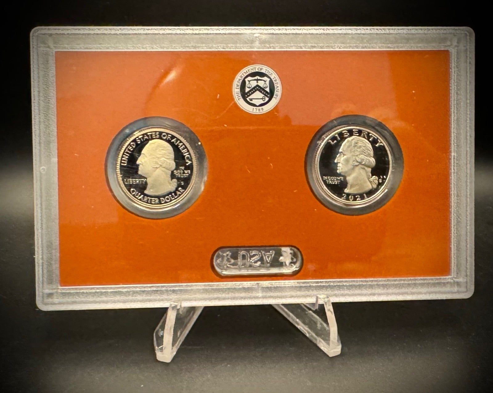 2021-S Washington Quarter GEM PROOF Clad 2 Coin Set w 2021 US MINT Box COA2