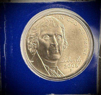 2008 P D Satin Finish Jefferson Nickel 2 Coin Lot From US Mint Uncirculated Set2
