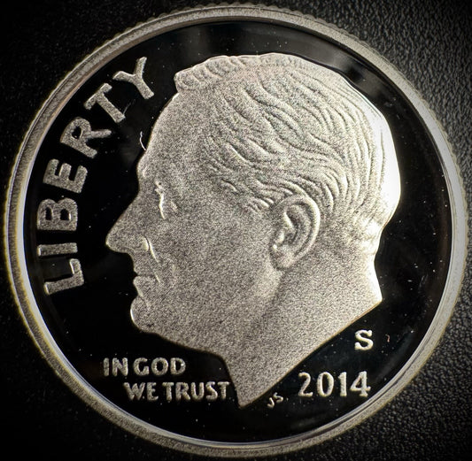 2014-S 90% SILVER GEM PROOF Roosevelt Dime 10C .900 Fine DEEP CAMEO Coin0