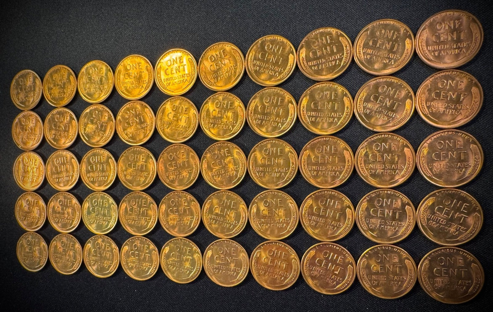 1955-S Lincoln Wheat Cent Penny RED LUSTROUS Uncirculated Roll Of 50 Coins6