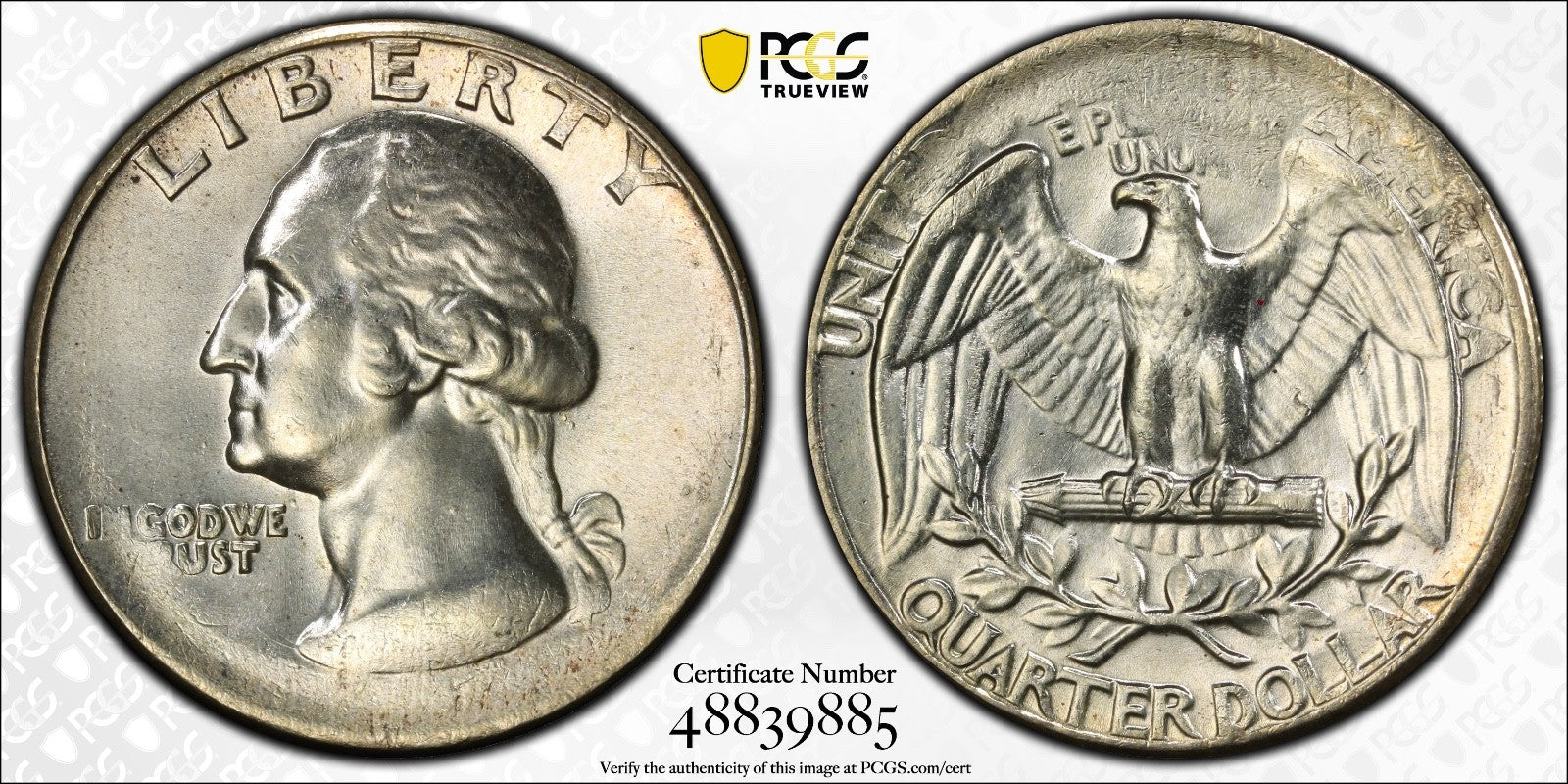 (1932-1964) Silver Washington Quarter ERROR Tapered Planchet 5.4 Grams PCGS MS630