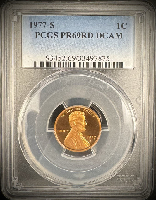 1977-S Lincoln Memorial Cent Penny PCGS PR69RD DCAM PROOF Coin DEEP CAMEO0