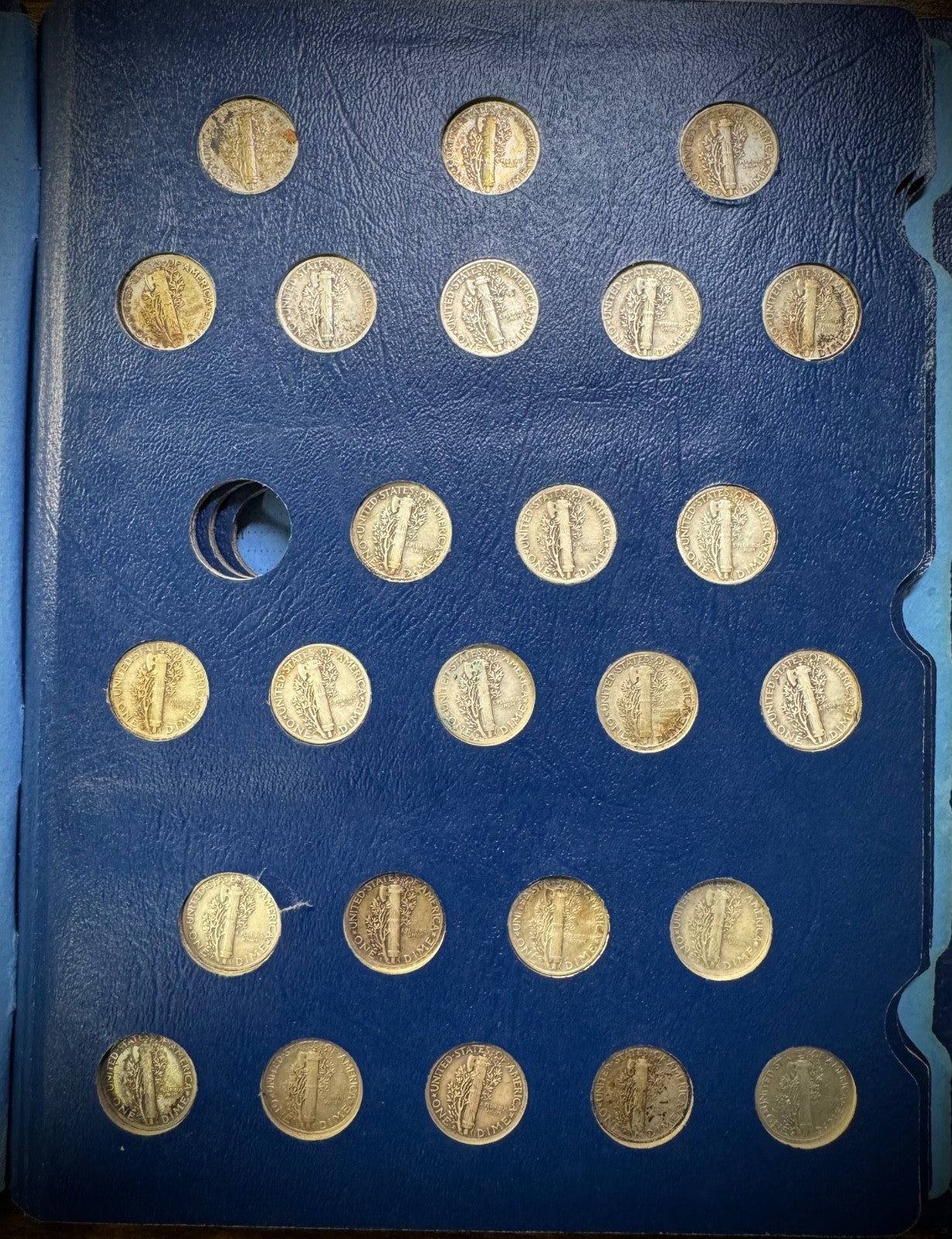 1916-1945 Mercury Silver Dime Partial Set In Whitman Deluxe Album 55 Coins6