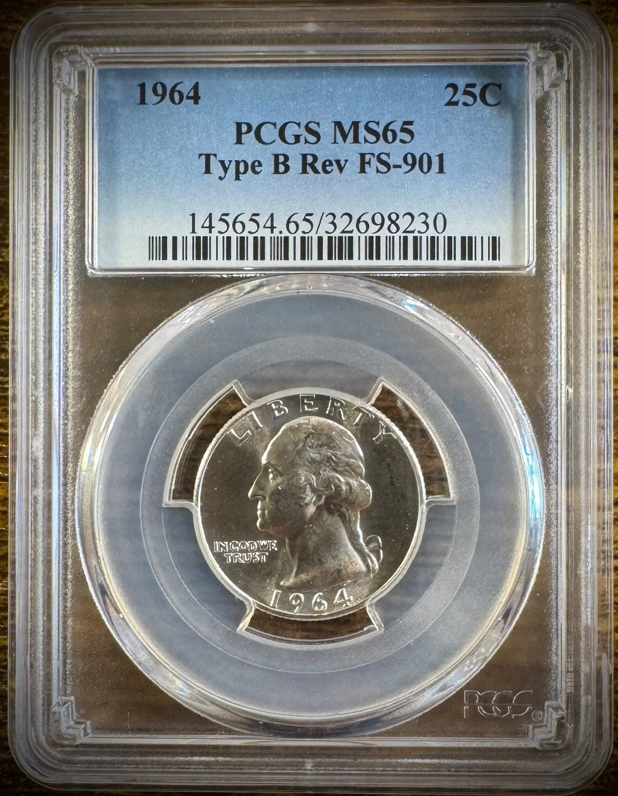 1964 Silver Washington Quarter PCGS MS65 Type B Rev FS-9012