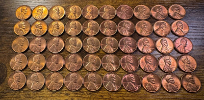 1958 Lincoln Wheat Cent Penny Red One (1) Uncirculated Roll With 50 Coins3