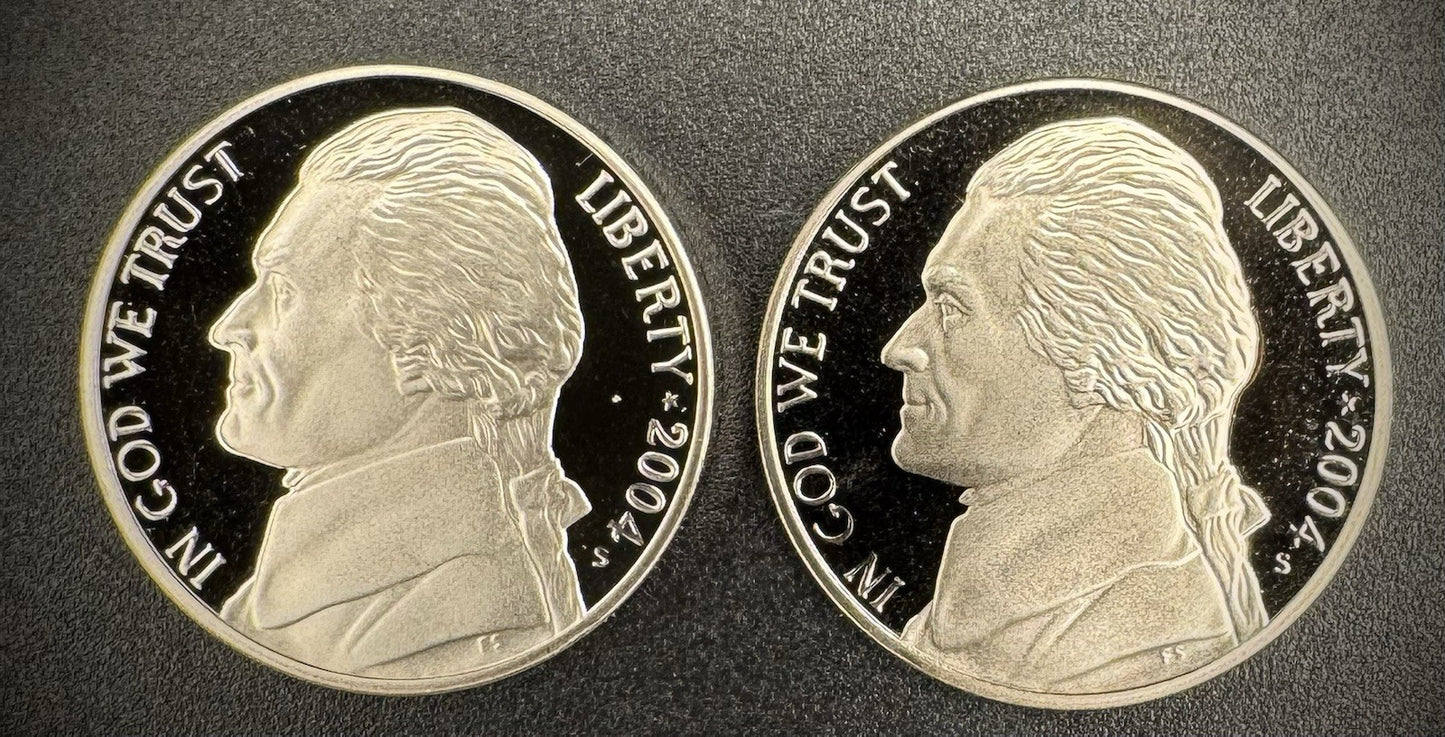 2004-S Jefferson Nickel GEM PROOF DEEP ULTRA CAMEO Westward Journey 2 Coin Set0
