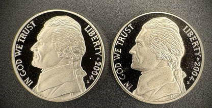 2004-S Jefferson Nickel GEM PROOF DEEP ULTRA CAMEO Westward Journey 2 Coin Set0
