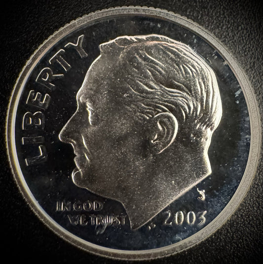 2003-S GEM PROOF Roosevelt Dime 10C SILVER DEEP ULTRA CAMEO Coin0