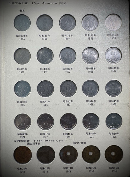 Japan Current Coins Holder COMPLETE Collection of 113 Japanese Coins Red Album2