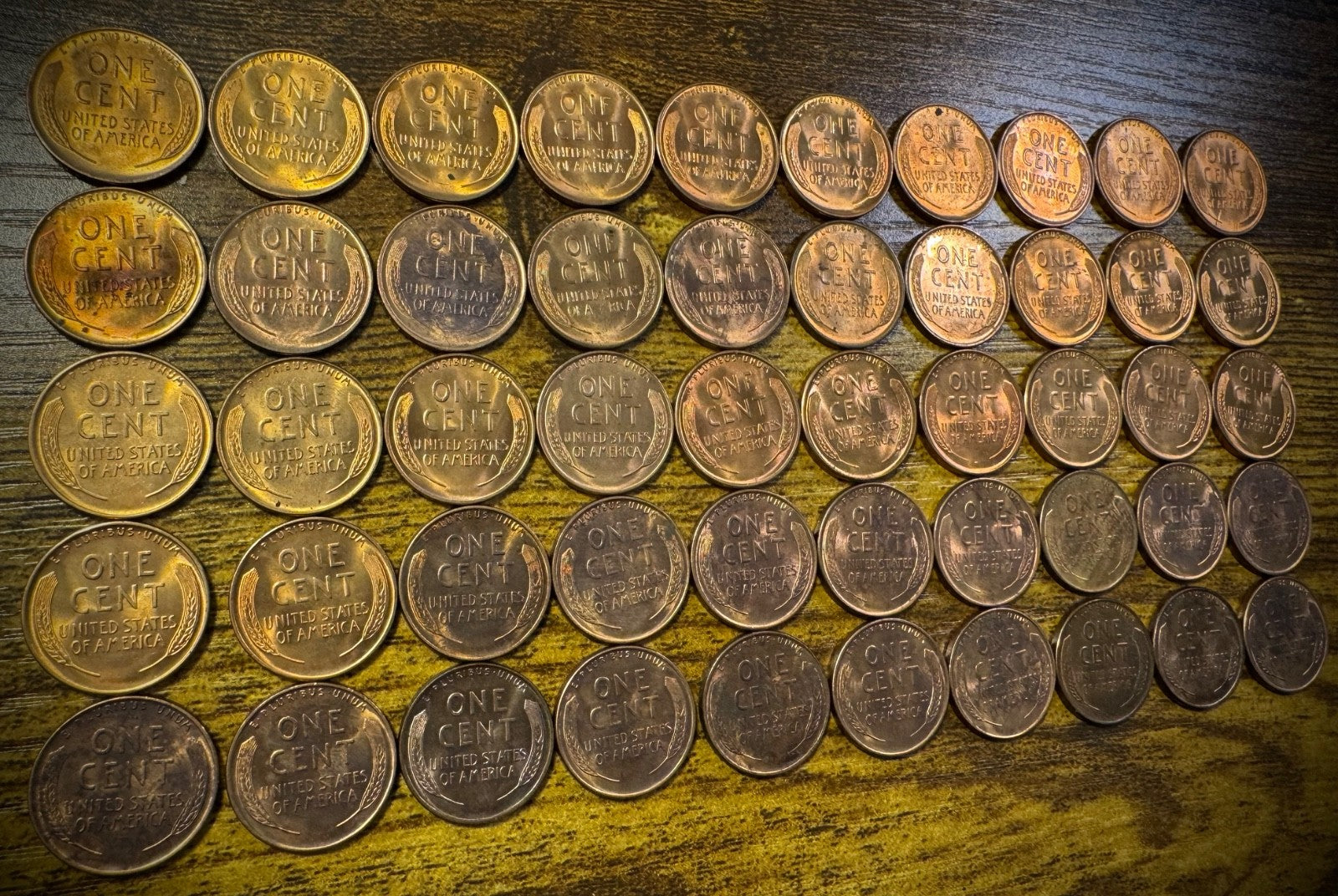 1937 Lincoln Wheat Cent Red-RB Toners Uncirculated Roll Of 50 Coins5