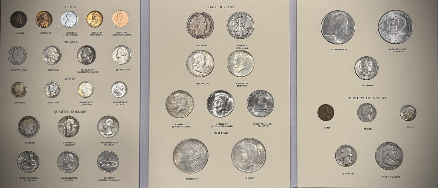 20th Century US Type Coins COMPLETE SET 36 Coins Includes Birth Year 1950 SILVER0
