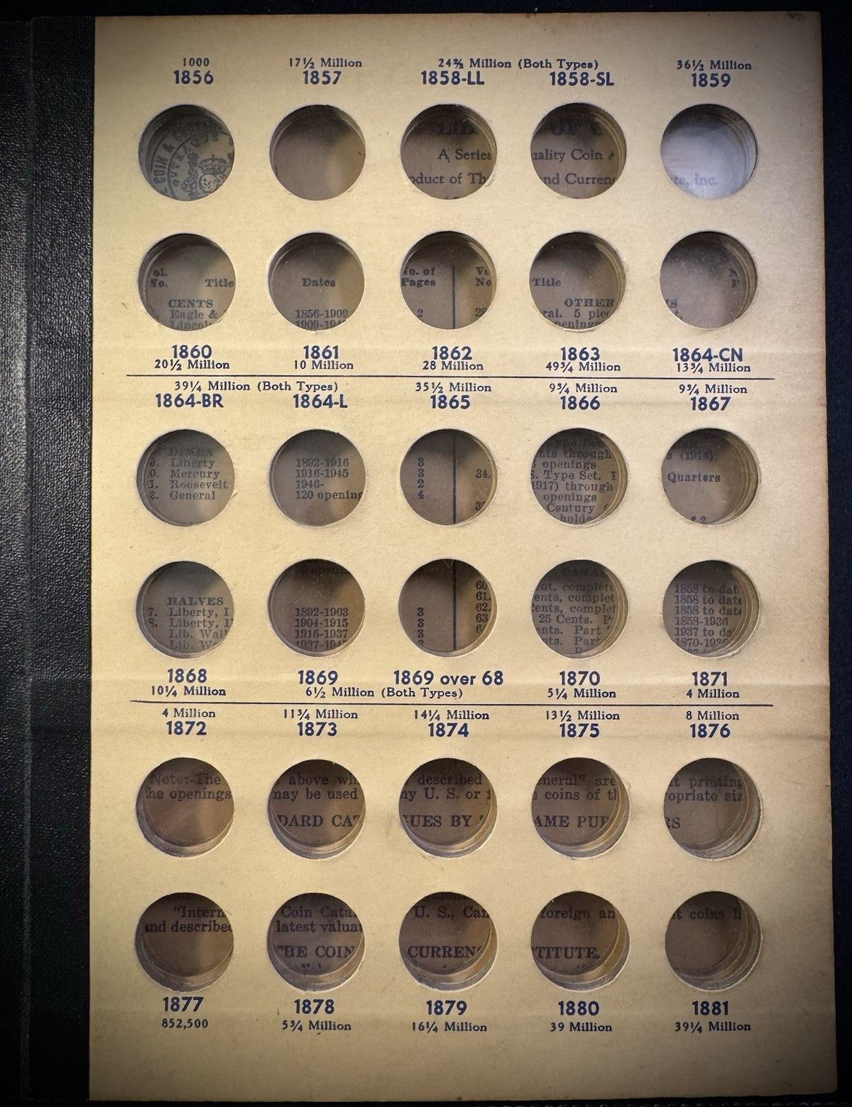 Never Used Vintage Library of Coins Flying Eagle & Indian Head Cents VOL 1 Album2