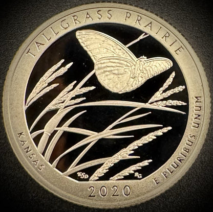 2020-S GEM PROOF America the Beautiful Tallgrass Prairie Clad Quarter DEEP CAMEO1