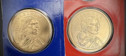 2009 P D Satin Finish Sacagawea Dollar 2 Coin Lot From US Mint Uncirculated Set0