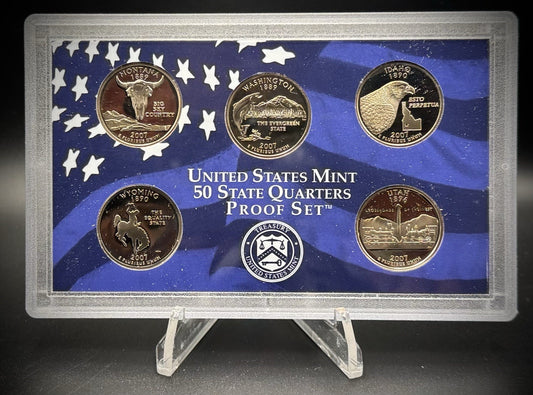 2007-S State Quarter GEM PROOF Clad 5 Coin Set w 2007 US Mint Box and COA0