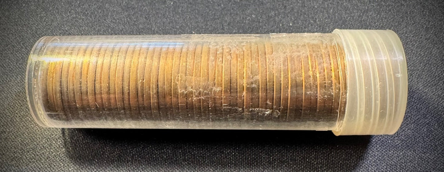 1957-D Lincoln Wheat Cent Penny RED LUSTROUS Uncirculated Roll Of 50 Coins9