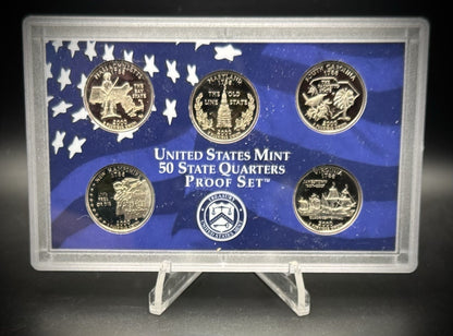 2000-S State Quarter GEM PROOF Clad 5 Coin Set w 2000 US Mint Box and COA1