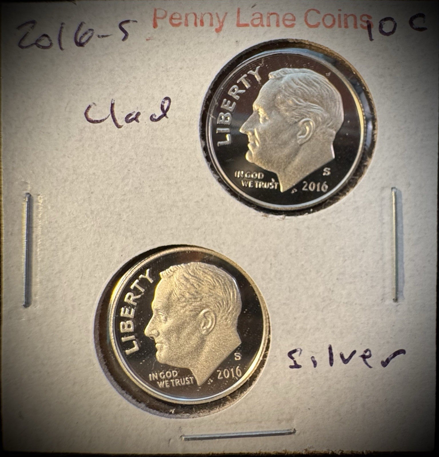 2016-S 90% SILVER And Clad GEM PROOF Roosevelt Dime 10C .900 Fine Lot Of 2 Coins6