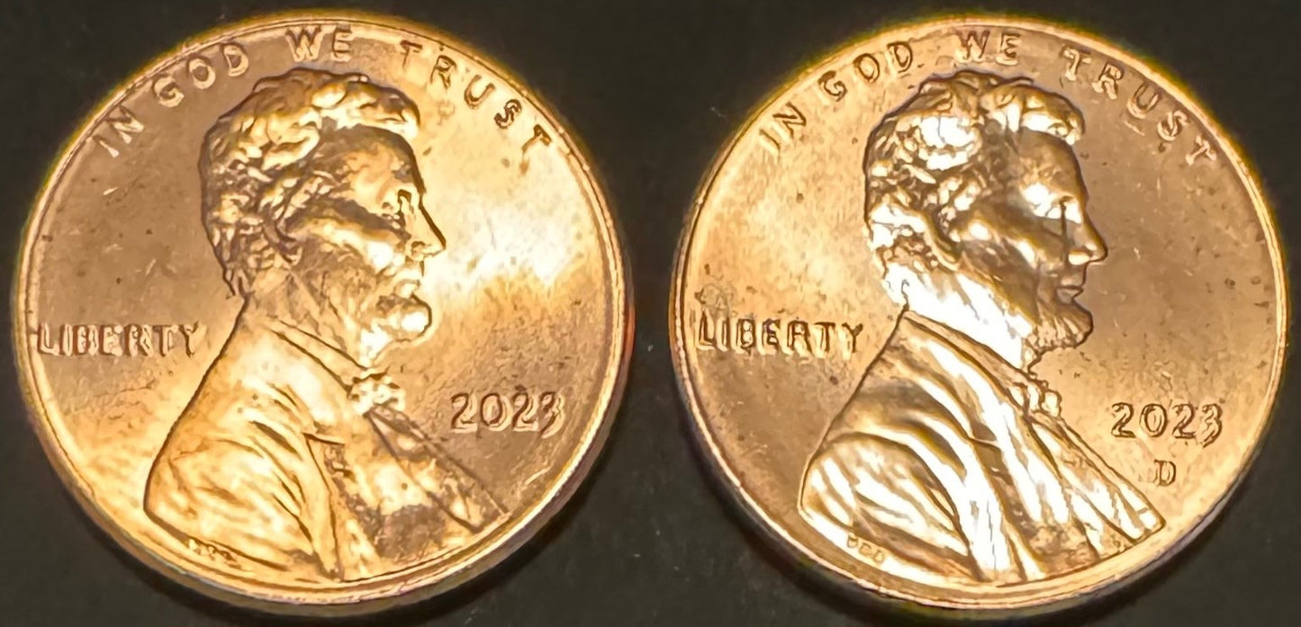2023 Lincoln Shield Cent P D Uncirculated BU 2 Coin Lot From Original Rolls0