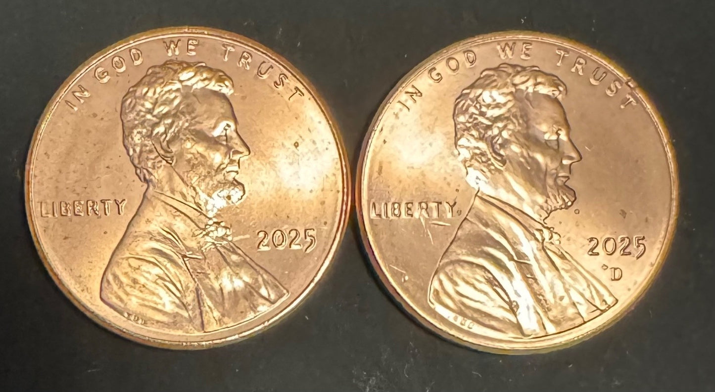 2020-2025 Lincoln Shield Cent P D Uncirculated 12 Coin Lot From Original Rolls2