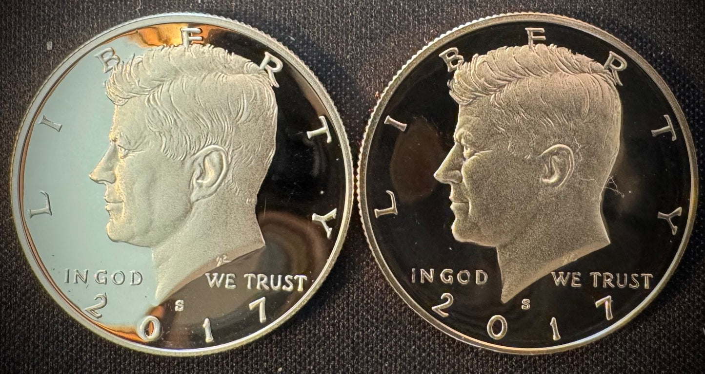 2017-S Kennedy Half Dollar GEM PROOF .900 90% Silver & Clad 2 Coin Lot Set2
