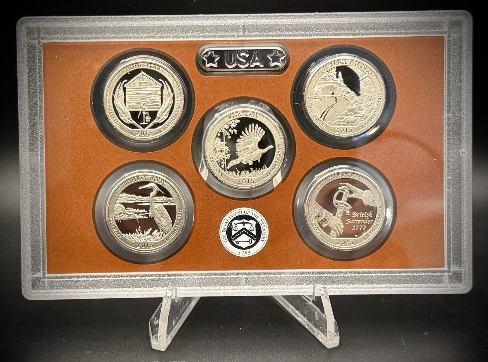 2015-S ATB Quarter GEM PROOF Clad 5 Coin Set w 2015 US Mint Box and COA0
