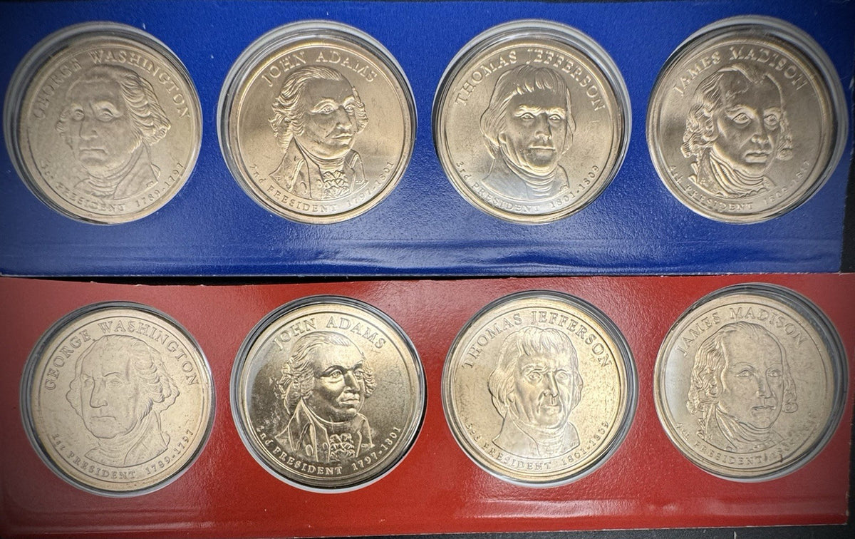 2007 P D Satin Finish Presidential Dollars 8 Coins From US Mint Uncirculated Set0