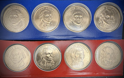 2007 P D Satin Finish Presidential Dollars 8 Coins From US Mint Uncirculated Set0