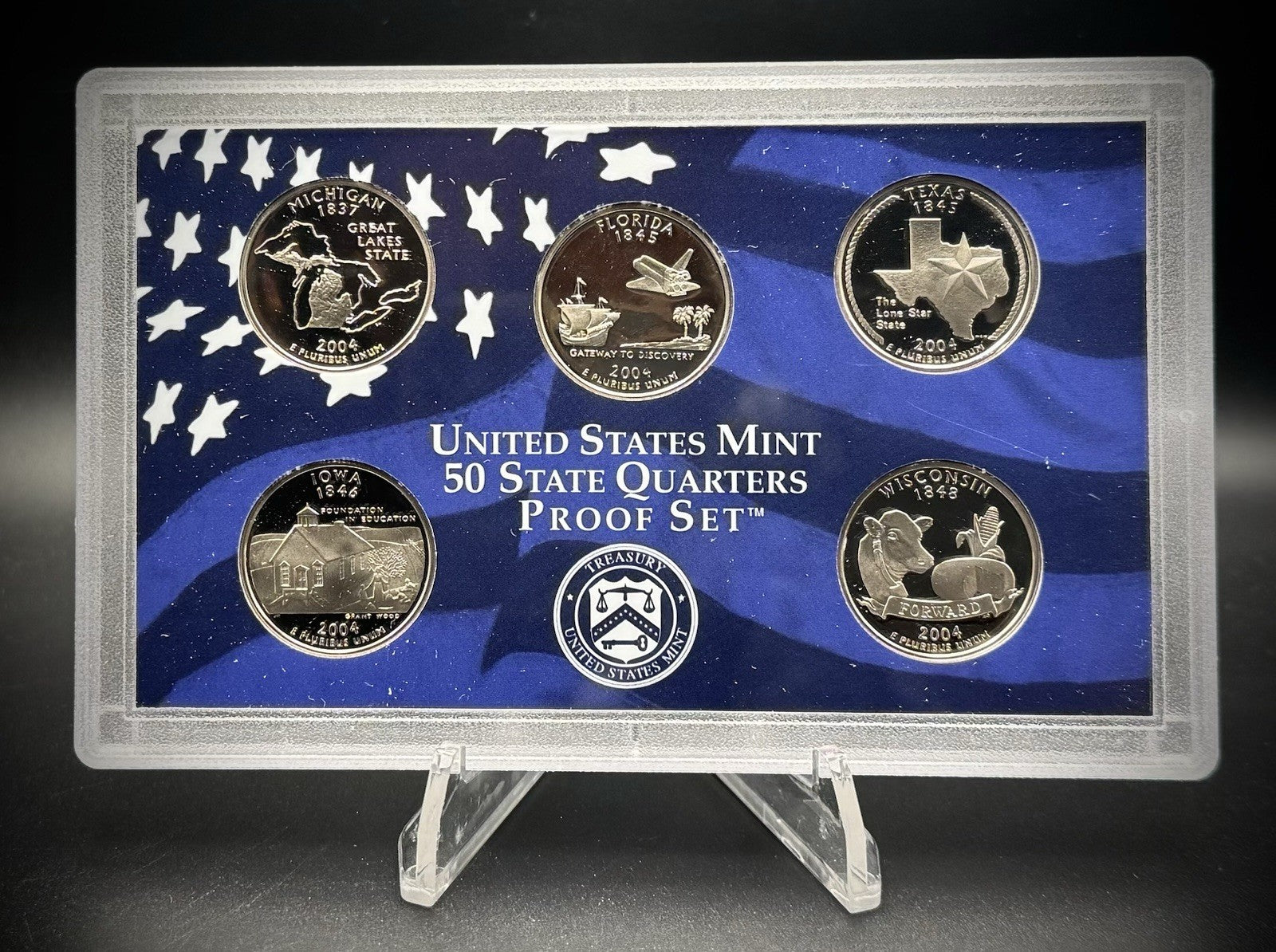 2004-S State Quarter GEM PROOF Clad 5 Coin Set w 2004 US Mint Box and COA0