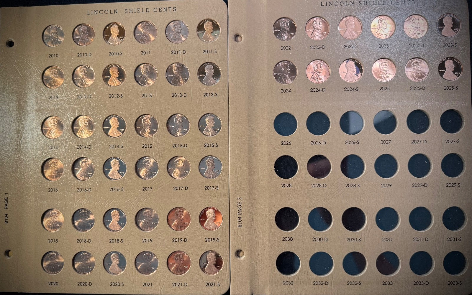2010-2025 P D S Lincoln Shield Cent COMPLETE 48 Coin w PROOFS in NEW Dansco 81040