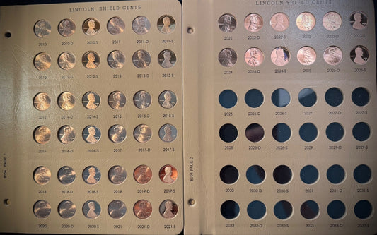 2010-2025 P D S Lincoln Shield Cent COMPLETE 48 Coin w PROOFS in NEW Dansco 81040