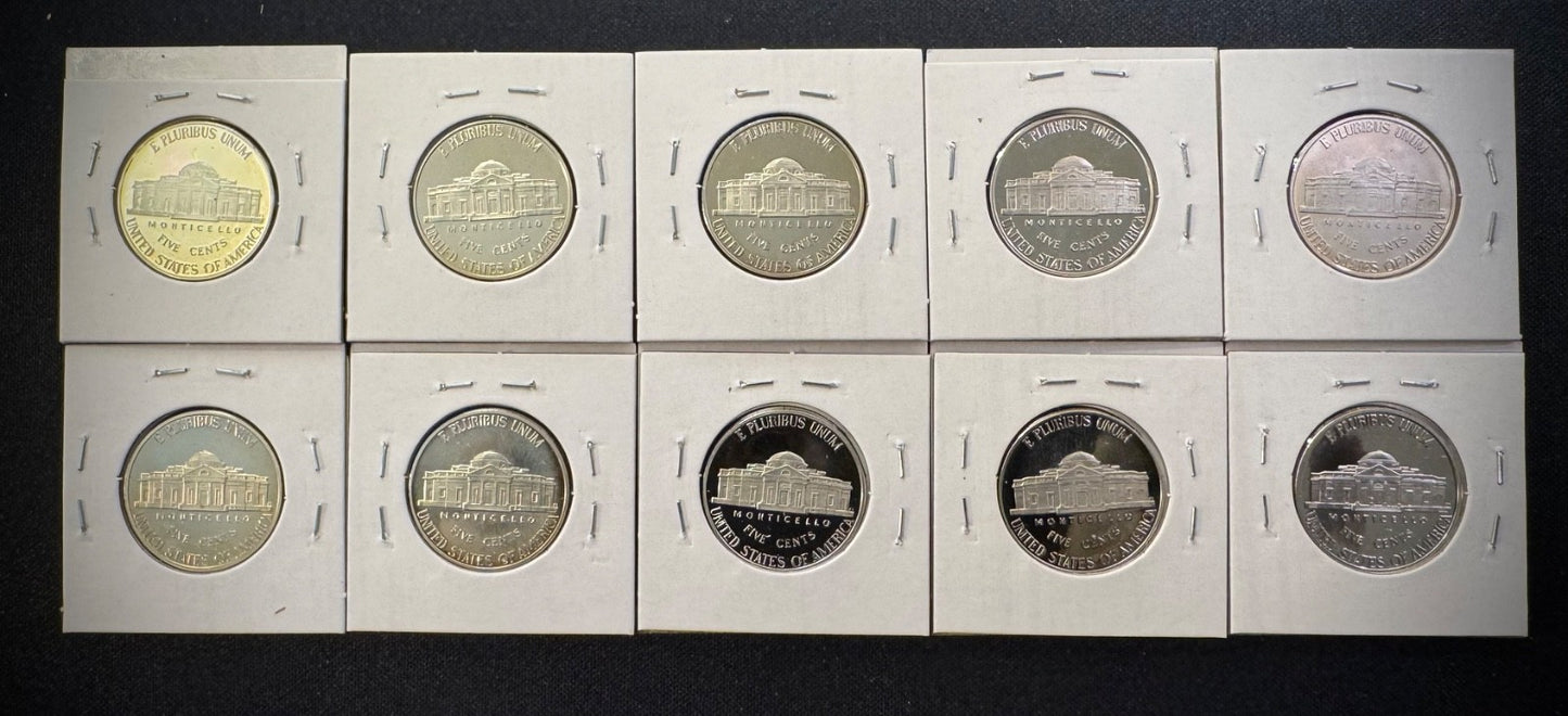 2016-2025 S Jefferson Nickel PROOF DEEP CAMEO Coin Set Lot 10 Consecutive Years1