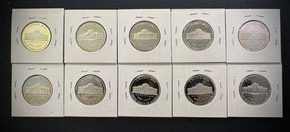 2016-2025 S Jefferson Nickel PROOF DEEP CAMEO Coin Set Lot 10 Consecutive Years1