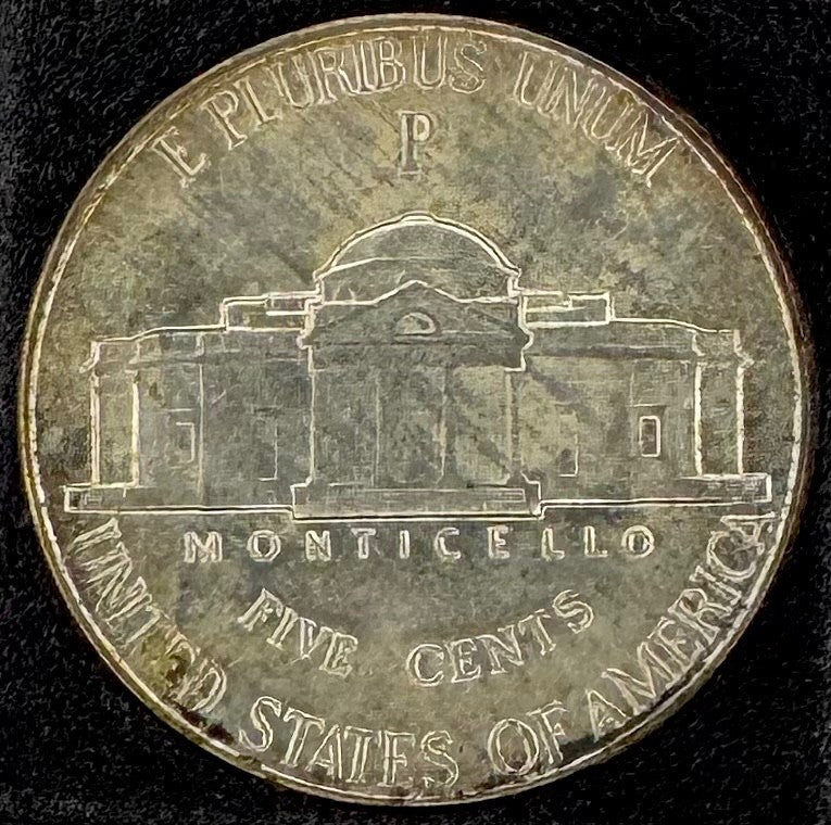 1942-1945 US Wartime Silver Nickel TONED BU Set 11 Coins Capitol Plastic Holder9
